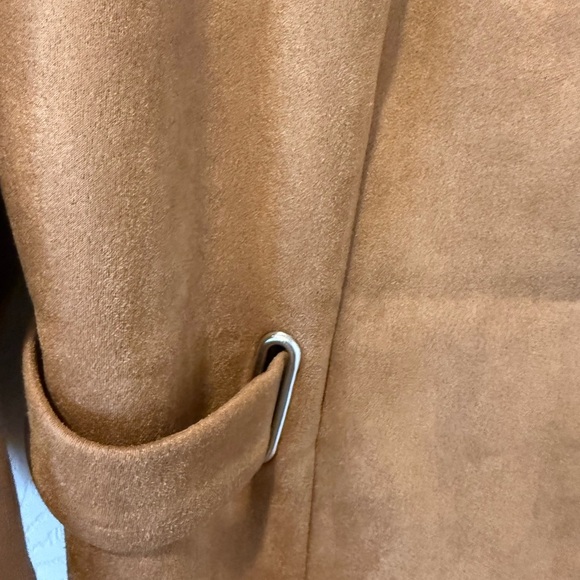 ✨ Faux Suede Open Front Blazer Coat – Camel Brown, Size L - Picture 8 of 9